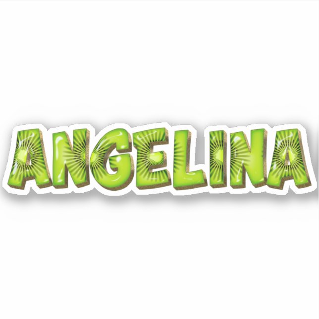 Angelina Name Kiwi Design Decal Sticker (Front)