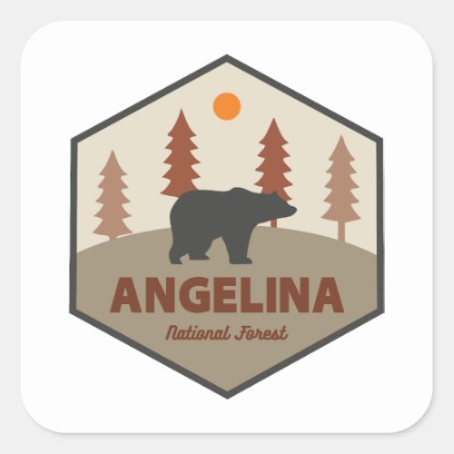Angelina National Forest Texas Bear Square Sticker