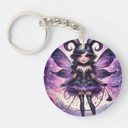 Angelina Purple Gothic Fairy Scorpio Horns Zodiac  Keychain