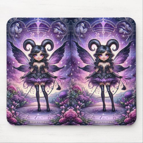 Angelina Purple Gothic Fairy Scorpio Horns Zodiac  Mouse Pad