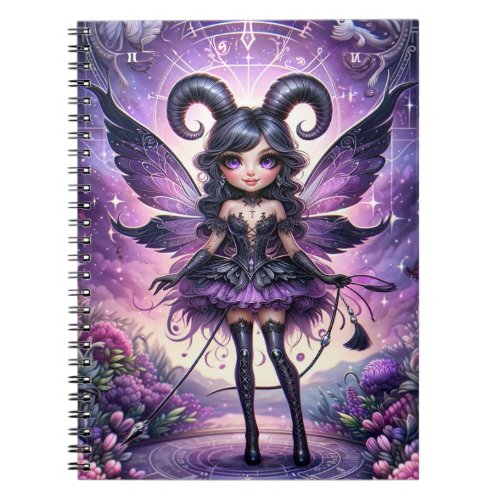 Angelina Purple Gothic Fairy Scorpio Horns Zodiac  Notebook