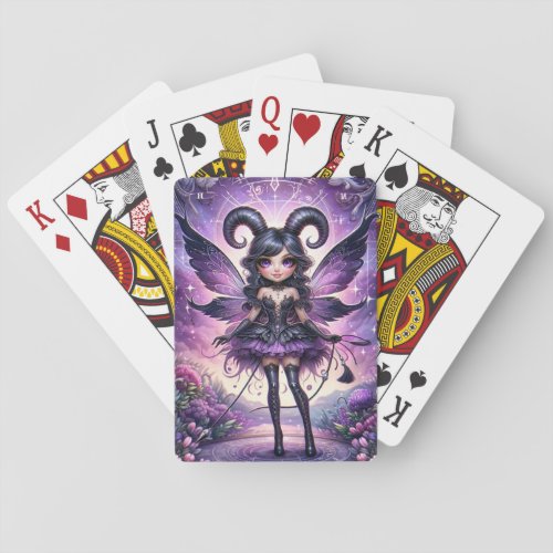 Angelina Purple Gothic Fairy Scorpio Horns Zodiac  Playing Cards