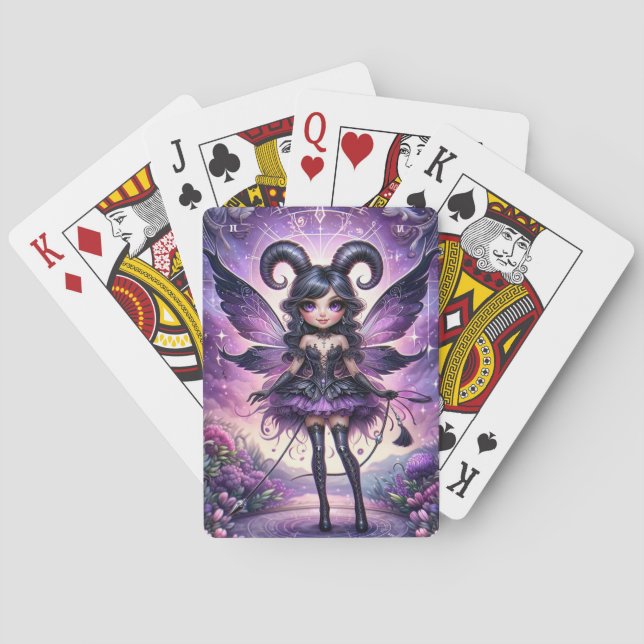 Angelina Purple Gothic Fairy Scorpio Horns Zodiac  Poker Cards (Back)