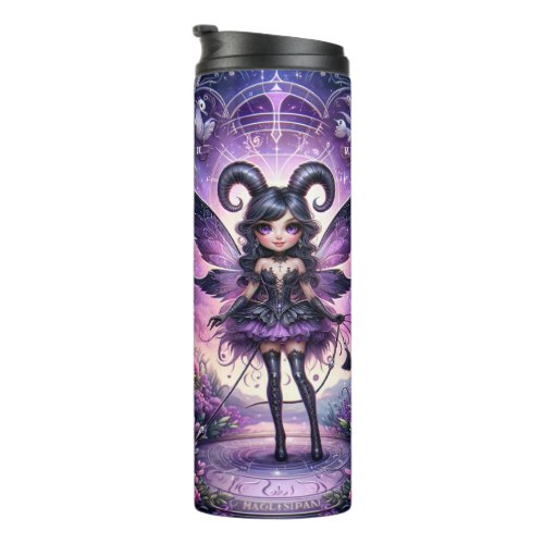Angelina Purple Gothic Fairy Scorpio Horns Zodiac  Thermal Tumbler