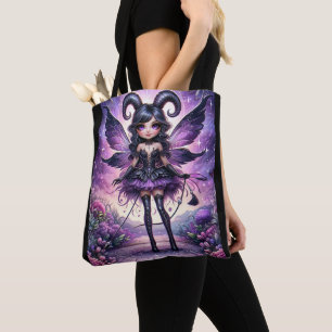 Angelina Purple Gothic Fairy Scorpio Horns Zodiac Tote Bag