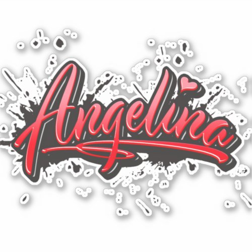 Angelina red Heart Graffiti Sticker