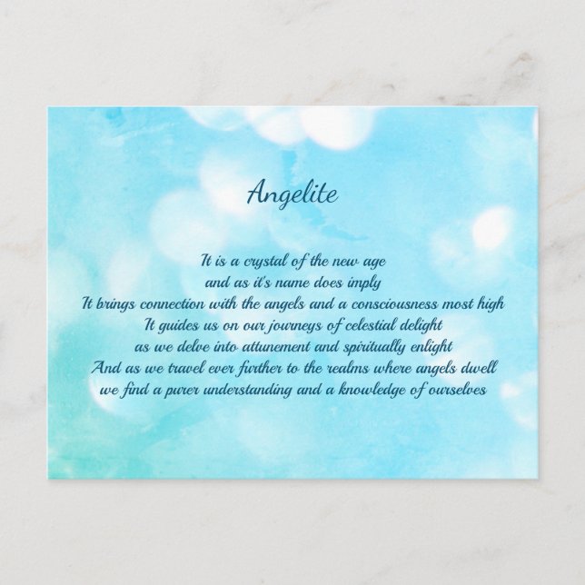 Angelite Crystal Healing Poem Postcard (Front)