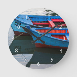 Angelmo harbor, fishing boats. round clock