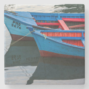 Angelmo harbor, fishing boats. stone coaster