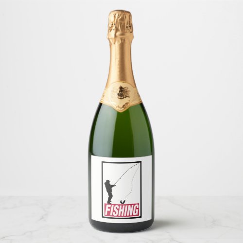 angeln fishing fish sparkling wine label