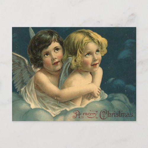 Angels A Merry Christmas Vintage Holiday Postcard
