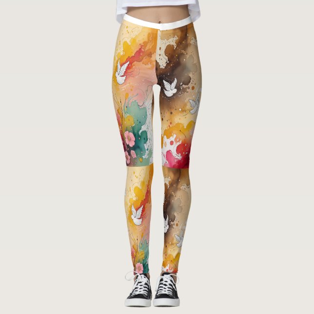 Angels abstrat  leggings (Front)
