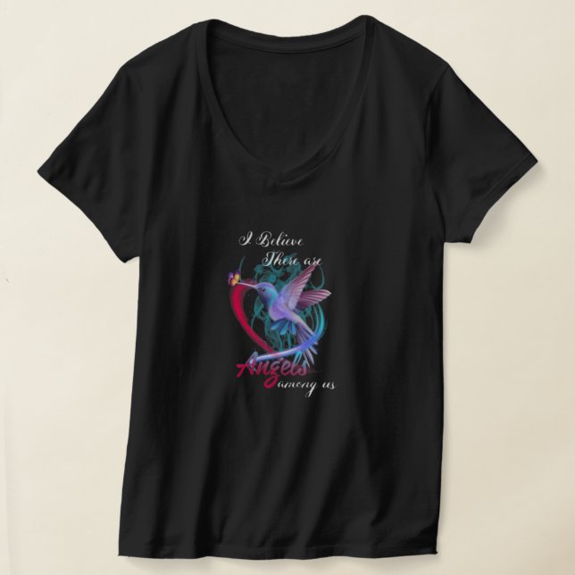 Angels among us Hummingbird T-Shirt (Laydown)