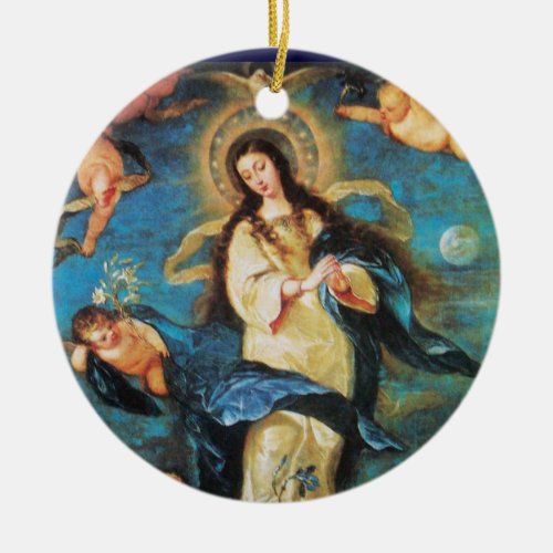 Angels and Immaculate Conception of Virgin Ceramic Ornament