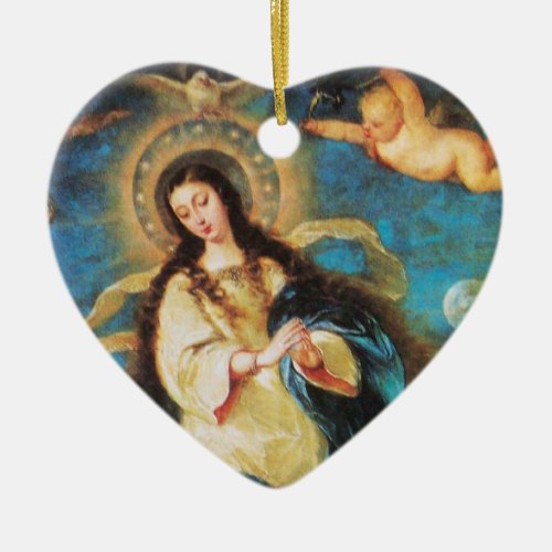 Angels and Immaculate Conception of Virgin Heart Ceramic Ornament