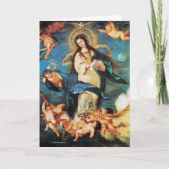 Angels And Immaculate Conception Of Virgin Holiday Card by bulgan_lumini at Zazzle