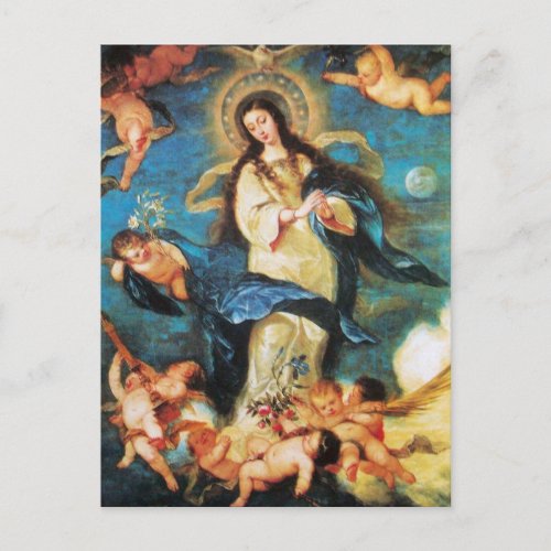 Angels and Immaculate Conception of Virgin  Holiday Postcard