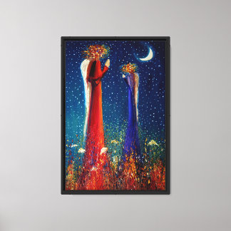Angels and Moon Canvas Print