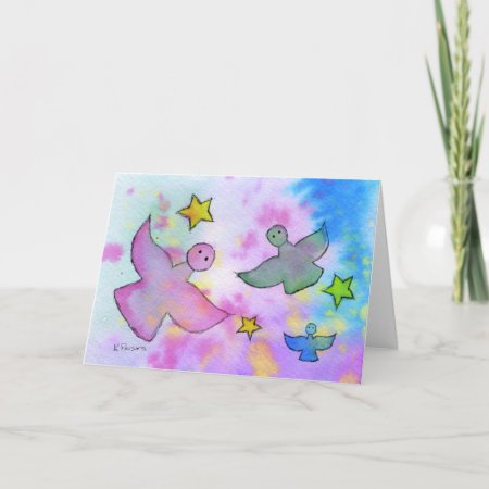 Angels And Stars Holiday Card