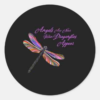 Angels Appear When Dragonflies Are Near Classic Round Sticker