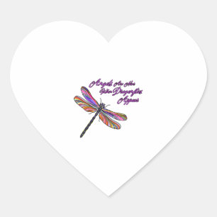 Angels Appear When Dragonflies Are Near - Heart Sticker