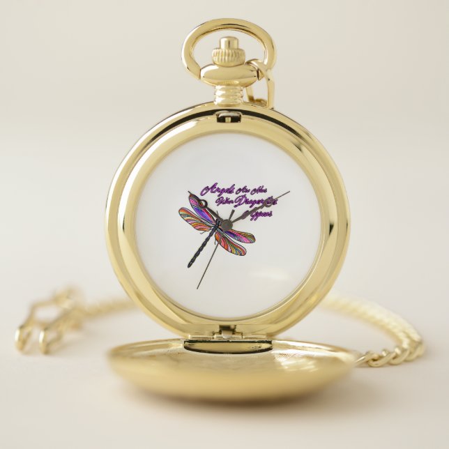 Angels Appear When Dragonflies Are Near - Pocket Watch (Inside)
