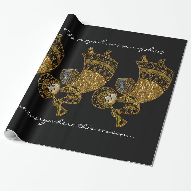 Angels are Everywhere this Season Wrapping Paper (Unrolled)