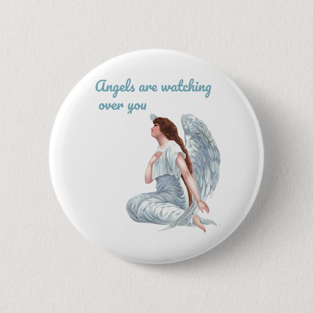 Angels are watching over you Christian Message Button (Front)