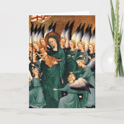 Angels Around Virgin and Christ Child Holiday Card