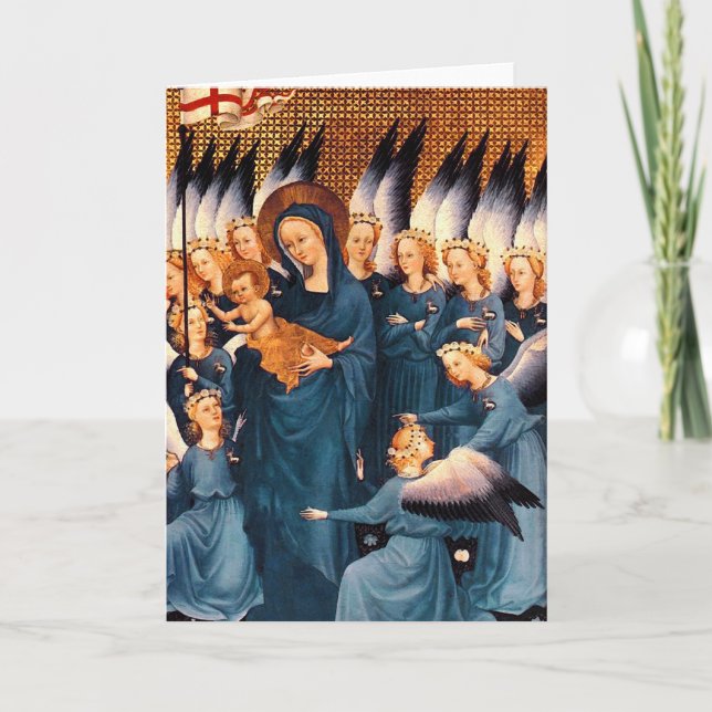 Angels Around Virgin and Christ Child Holiday Card (Front)
