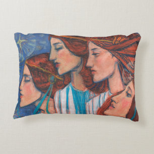 Angels Art Nouveau Ginger Auburn Red Hair Women Accent Pillow