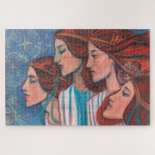 Angels Art Nouveau Ginger Auburn Red Hair Women Jigsaw Puzzle