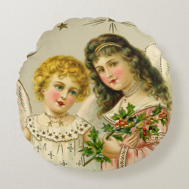 Angels at Christmas Round Pillow (Front)