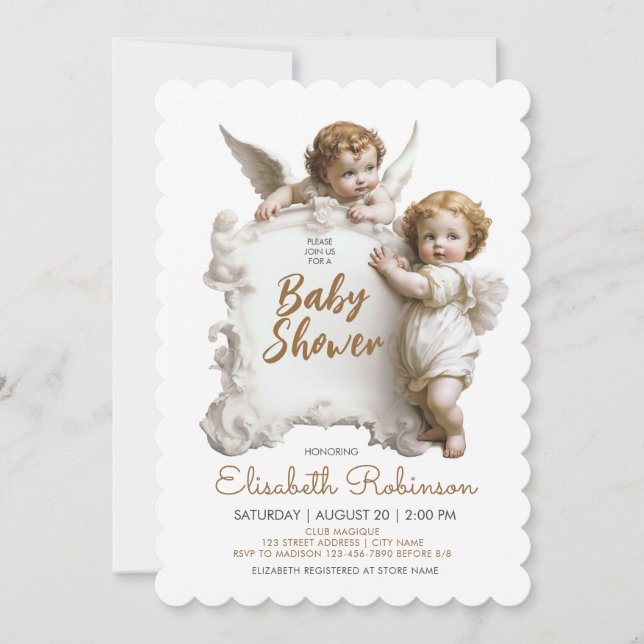 Angels Baby Shower Personalized Invitation (Front)