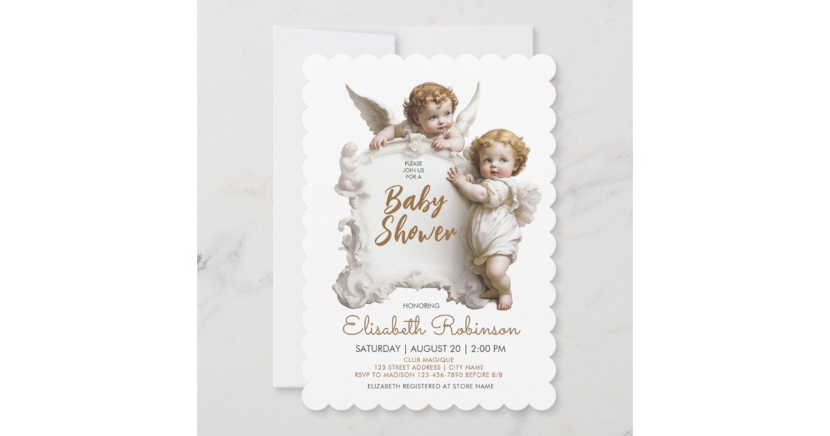 Angels Baby Shower Personalized Invitation Zazzle