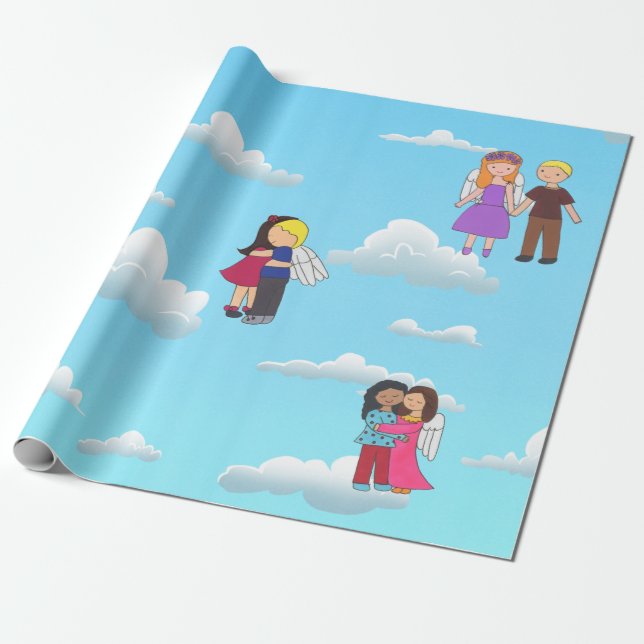 Angels Blue Heaven Wrapping Paper (Unrolled)