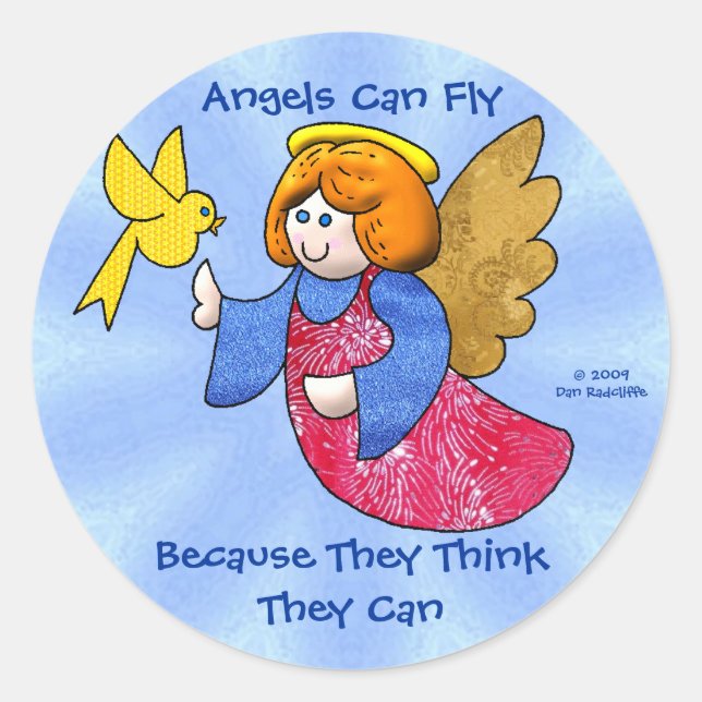 Angels Can Fly Classic Round Sticker (Front)