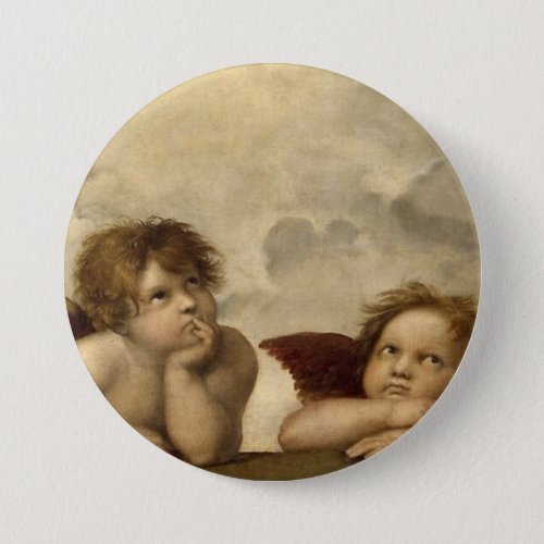 Angels Cherubs Raphael Santi Sistine Madonna Sweet Button