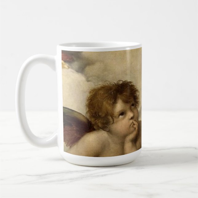 Angels Cherubs Raphael Santi Sistine Madonna Sweet Coffee Mug (Left)