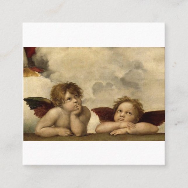 Angels Cherubs Raphael Santi Sistine Madonna Sweet Square Business Card (Front)