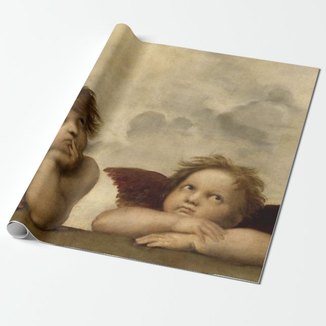Angels Cherubs Raphael Santi Sistine Madonna Sweet Wrapping Paper (Unrolled)