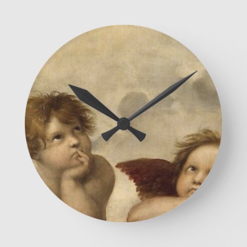 Angels Cherubs Raphael Santi Wine Round Clock