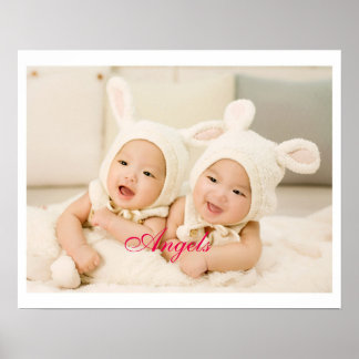 Angels Cute Twin Baby Sisters Poster