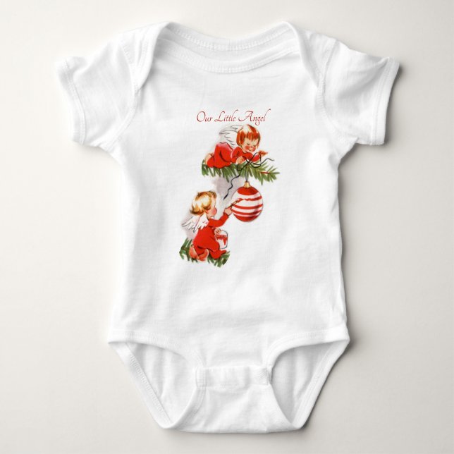 Angels Decorating the Christmas Tree Baby Bodysuit (Front)