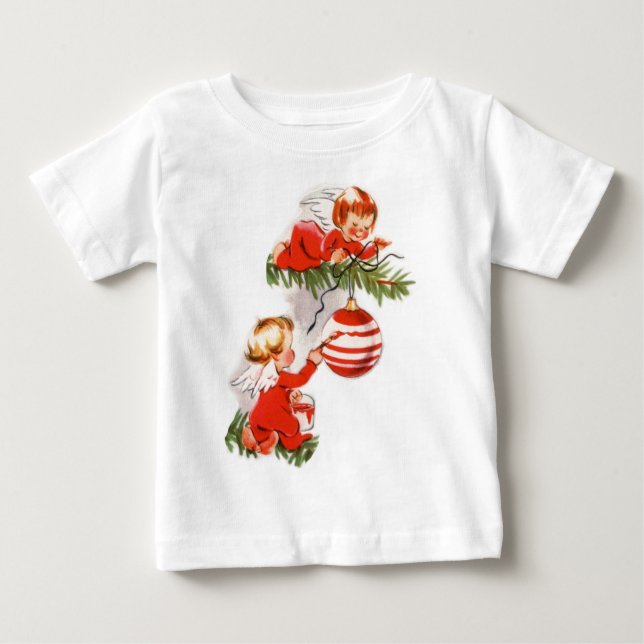Angels Decorating the Christmas Tree Baby T-Shirt (Front)