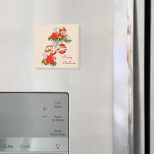 Angels Decorating the Christmas Tree Coaster Magnet