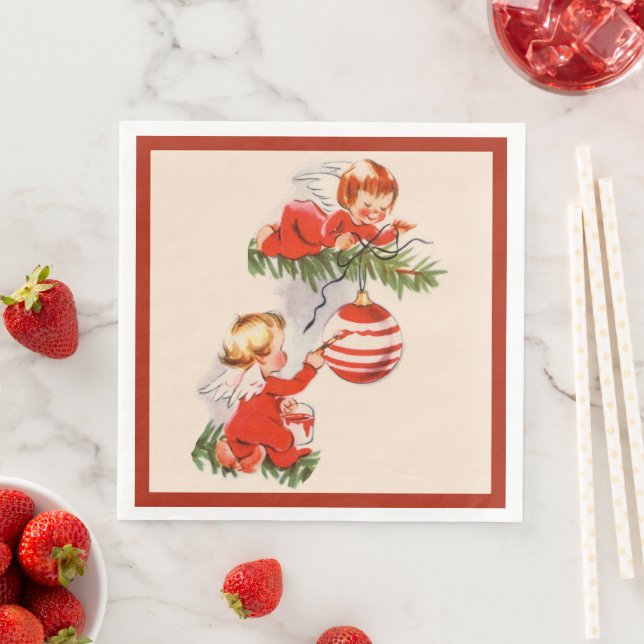 Angels Decorating the Christmas Tree Paper Dinner Napkins (Insitu)