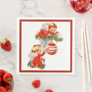 Angels Decorating the Christmas Tree Paper Dinner Napkins