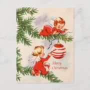 Angels Decorating the Christmas Tree Postcard