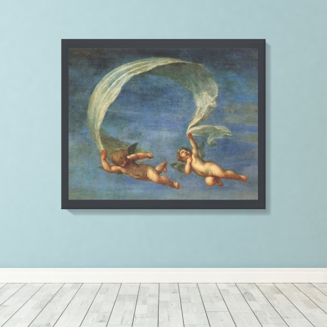 Angels Detail from Adonis Led by Cupids by Albani Canvas Print (Insitu(Wood Floor))